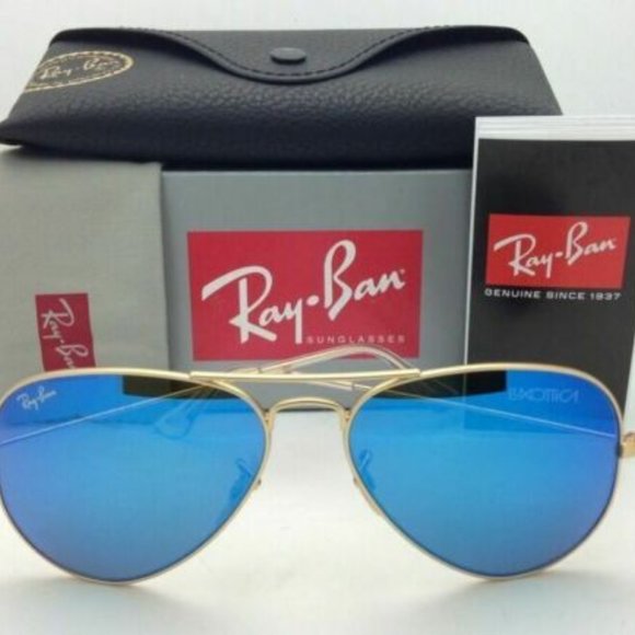 Ray-Ban Sunglasses Large Metal Gold Aviator/Blue - Picture 2 of 8
